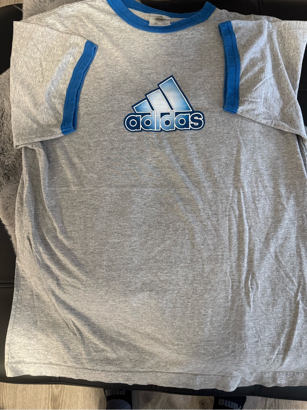 Vintage Adidas Made in Canada Embroidered Logo Ringer T-Shirt Gray Large